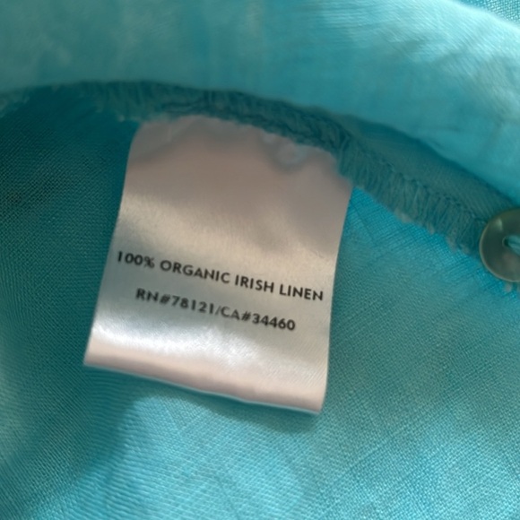 Eileen Fisher Light Blue Linen Button-Up Shirt Size Petite Large - Picture 7 of 8